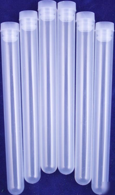 16X150M plastic polypropylene test tubes w/caps: pk 250