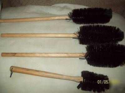 Lot of 4 huge wood handle beaker glass labware brushes