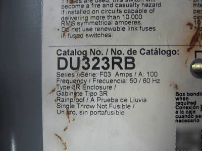 Square d safety switch 100 amp 240V DU323RB non fusible