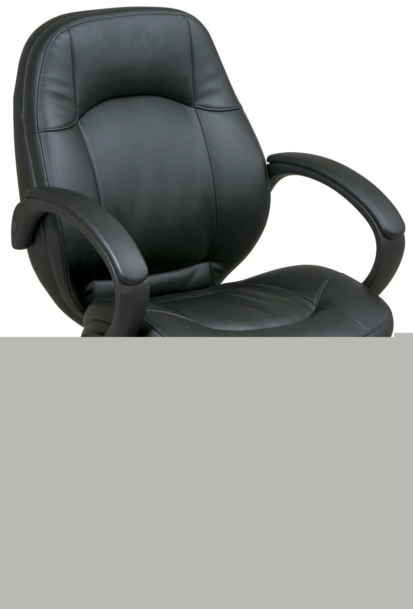 Mid back black leather executive manager office chair