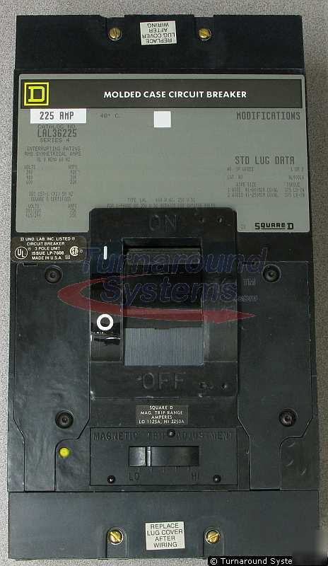 New square d LAL3622 circuit breaker, 225 amp, 