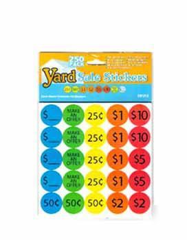 Assorted yard sale stickers case pack 96 nip multicolor