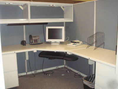 Great deal a set of (4) tall used office cubicles