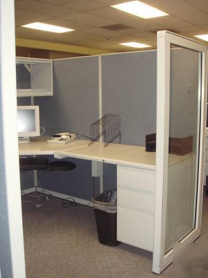 Great deal a set of (4) tall used office cubicles