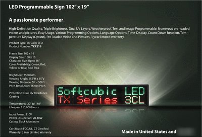 Led programmable billboard sign outdoor display 19X102