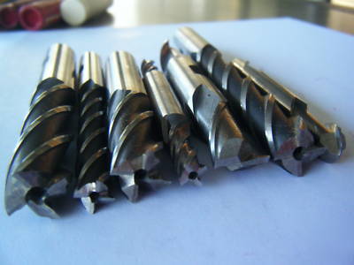 Qty 7 assorted endmills various sizes & flutes