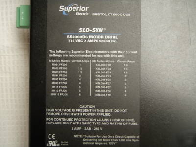 Superior slo-syn SS2000D6 motor drive 7 amp slo syn