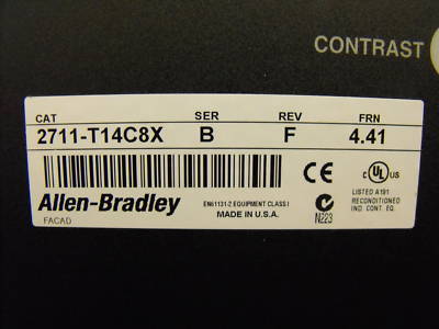 Allen bradley panelview 1400 c# 2711-T14C8X ser b rev f