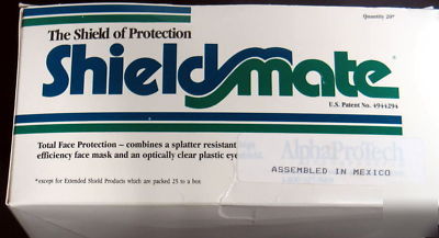 Box 25 shieldmate shield mate protective full face mask