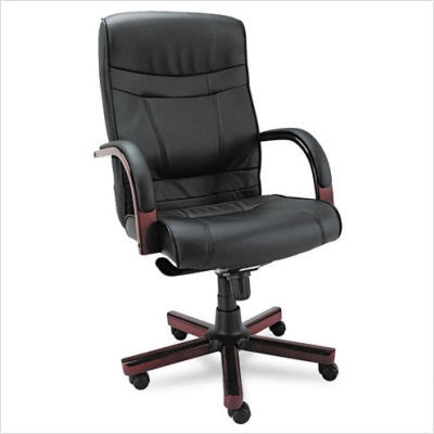 Alera madaris swivel tilt leather chair black mahogany