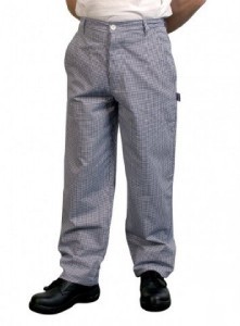 Chefs mens trad blue check cotton trousers 44