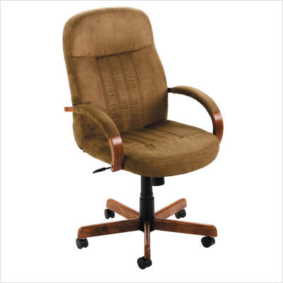 Microfiber executive office chair dark oak cappuccino