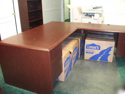 National office furniture arrowood l-shaped desk used