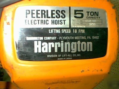 Peerless electric hoist model ES2B-504