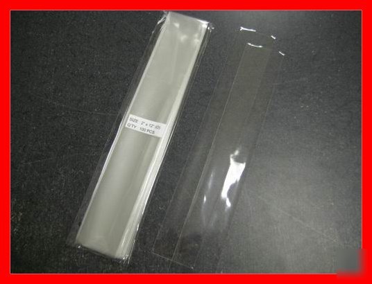 600 pcs 2X12 clear poly/cello bags sleeves 2 x 12 (o)