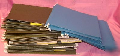 61 green + blue letter file folders hanging office lot