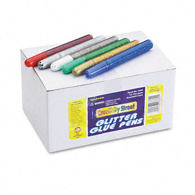 Glitter glue pens 12 assorted colors 10CC tubes 72/pck