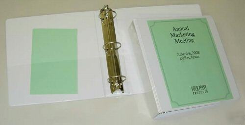 Round ring clear overlay binders, white, 3â€ capacity
