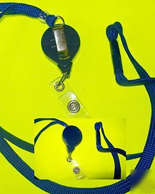 Lot of 10 blue combo badge reels breakaway lanyard