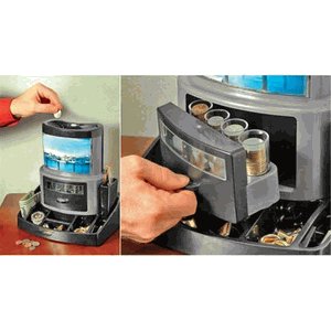 Motorized coin sorter valet with photo frame