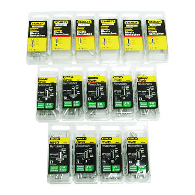 Stanley aluminum rivets 15 pack set mixed sizes