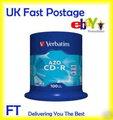 100 verbatim azo 700MB blank media cd-r 52X speed 