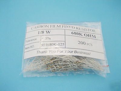 200 pcs carbon film resistor 1/8 watt 680K ohm 5%