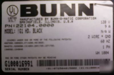 Bunn bunn-o-matic model G1 gourmet coffee grinder