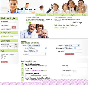 Health insurance directory website + google adsense