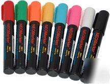 Waterproof semi permanent neon markers 8 pack assort