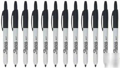 New sharpie retractable fine point black markers 12 pk 