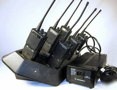 6 motorola P1225 uhf 16 ch radios w/rapid gang charger