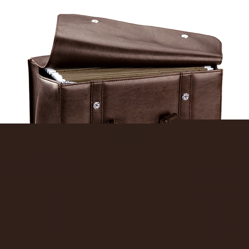 Faux leather pendaflex file tote brown