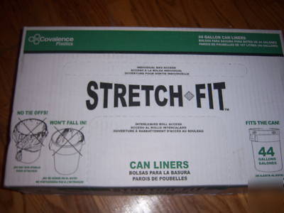 44 gallon stretch fit trash liner bags 1.1 mils black 