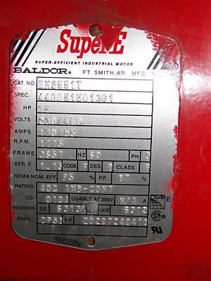 Baldor 75 hp super e electric motor 