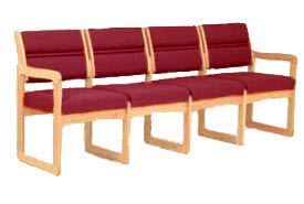 Chair/4 seat without center arms light oak burgundy