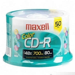 Maxell 648251 -50PK cdr 700 media color 48