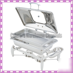 Rentangular 8 qt. chafering dish with hinged glass lid