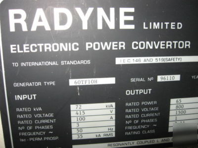 Radyne 65 kw induction heating system: rarely used