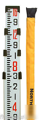 16' aluminum survey level rod transit stick 10THS bag 