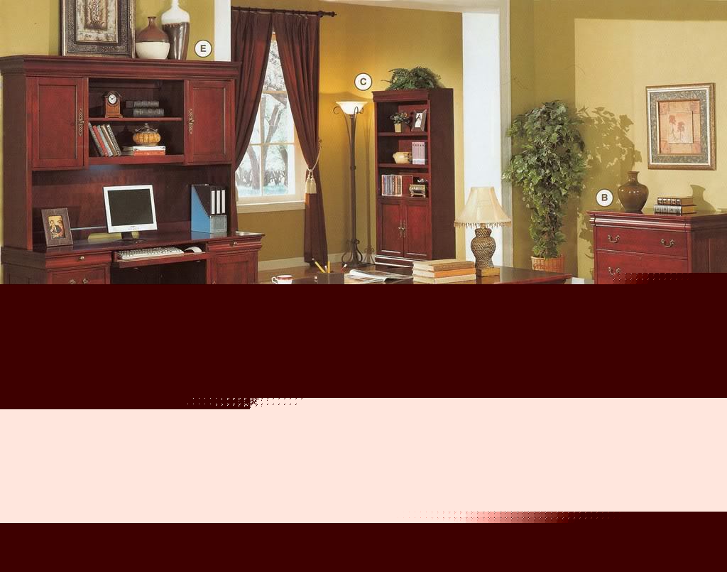 New 5 pc. executive desk set solid wood table bookcase 