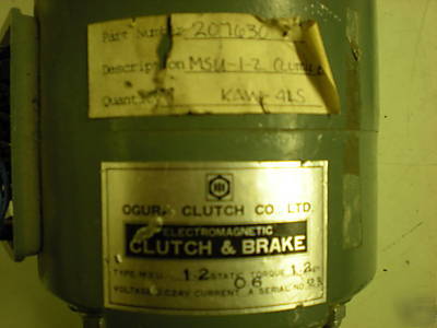 Ogura electromagnetic clutch and brake - 24VDC - nos