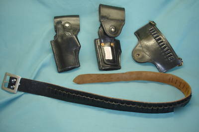 * lot of 4 tex shoemaker holsters + jay-pee ammo belts 