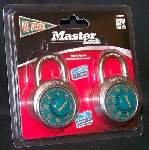 Master lock same combination go team teal set 1500T 