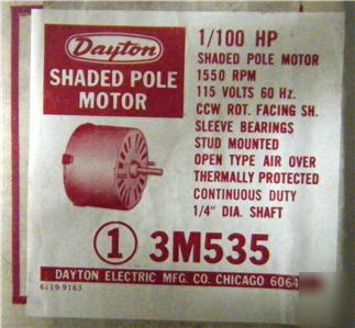 New 3M535 dayton single speed fan/ blower motor