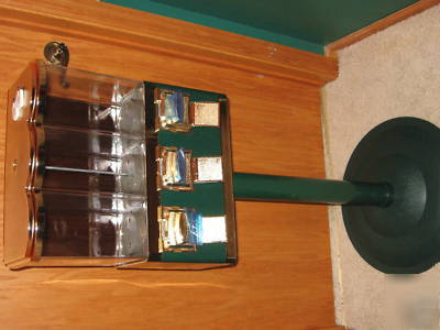 3 head bulk candy vending machine coin turn vend stand