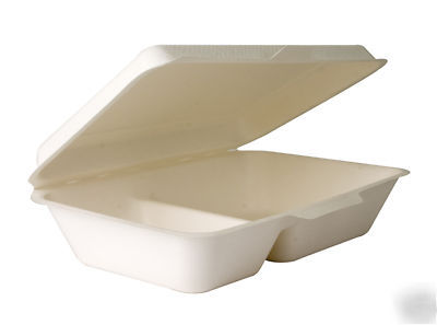 9X6X2.5'' sugar cane 2-compt to go clamshell case 250