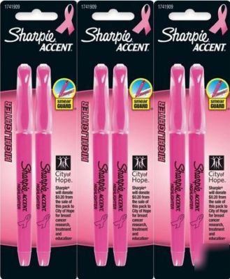 Sharpie accent pocket highlighters pink ribbon qty 6