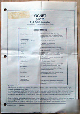 Signet 9520 e-z batch controller