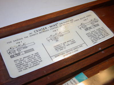 Sorensen center-mike center distance gage model A7